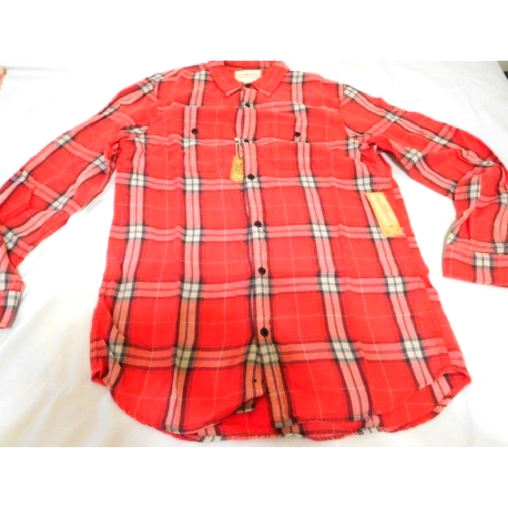 New Men Ralph Lauren Men Red Plaid Cotton Twill Sport Shirt - Large L NEW - Picture 2 of 2